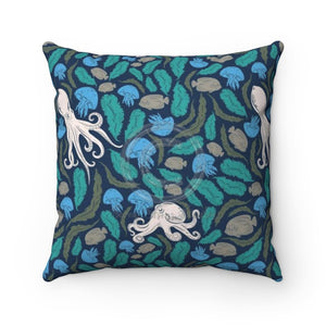 Octopus Pattern Aqua Square Pillow 14X14 Home Decor