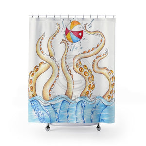 Octopus Playing With Beach Ball Shower Curtain 71 X 74 Home Decor