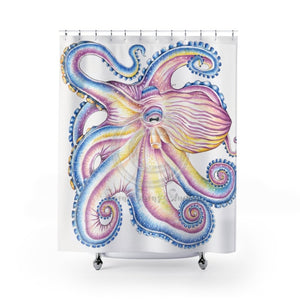 Octopus Rainbow Ink Shower Curtain 71 × 74 Home Decor