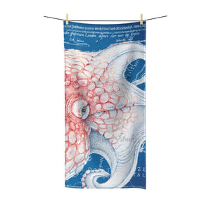Octopus Red Blue Ink Map Polycotton Towel 30 × 60 Home Decor
