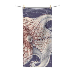 Octopus Red Purple Map Ink Polycotton Towel 30 × 60 Home Decor
