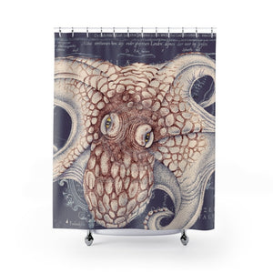 Octopus Red Purple Map Ink Shower Curtain 71 × 74 Home Decor