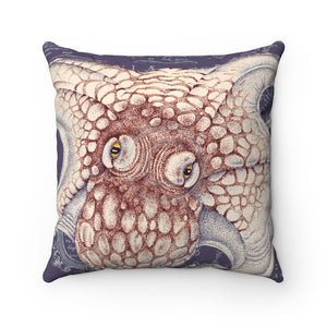Octopus Red Purple Map Ink Square Pillow 14 × Home Decor