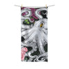 Octopus Roses Pink Black Ink Polycotton Towel 30X60 Home Decor