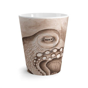 Octopus Sepia Art White Latte Mug 12Oz Mug