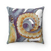 Octopus Steel Blue Tentacles White Art Ii Square Pillow 14X14 Home Decor