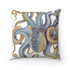 Octopus Steel Blue Tentacles White Art Square Pillow Home Decor