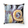 Octopus Steel Blue Vintage Map Dark Purple Art Ii Square Pillow Home Decor
