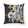 Octopus Steel Blue Vintage Map Dark Purple Art Square Pillow Home Decor