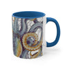 Octopus Steel Blue Vintage Map Watercolor On White Art Accent Coffee Mug 11Oz /