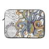 Octopus Steel Blue Vintage Map White Laptop Sleeve 13