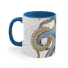 Octopus Steel Blue Watercolor On White Art Accent Coffee Mug 11Oz