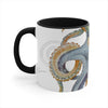 Octopus Steel Blue Watercolor On White Art Accent Coffee Mug 11Oz