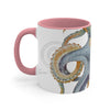 Octopus Steel Blue Watercolor On White Art Accent Coffee Mug 11Oz