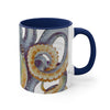 Octopus Steel Blue Watercolor On White Art Accent Coffee Mug 11Oz
