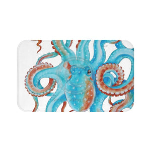 Octopus Teal Blue Red Tentacles Art Bath Mat Large 34X21 Home Decor