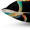 Octopus Teal Tentacles Black Art Ii Square Pillow Home Decor