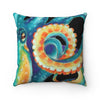 Octopus Teal Tentacles Black Art Ii Square Pillow Home Decor