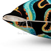 Octopus Teal Tentacles Black Art Square Pillow Home Decor