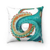 Octopus Teal Tentacles White Art Ii Square Pillow Home Decor