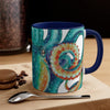 Octopus Teal Watercolor On White Art Accent Coffee Mug 11Oz