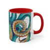 Octopus Teal Watercolor On White Art Accent Coffee Mug 11Oz