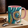 Octopus Teal Watercolor On White Art Accent Coffee Mug 11Oz