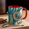 Octopus Teal Watercolor On White Art Accent Coffee Mug 11Oz