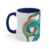 Octopus Teal Watercolor On White Art Accent Coffee Mug 11Oz