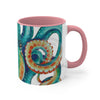 Octopus Teal Watercolor On White Art Accent Coffee Mug 11Oz