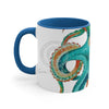 Octopus Teal Watercolor On White Art Accent Coffee Mug 11Oz