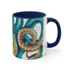 Octopus Teal Watercolor On White Art Accent Coffee Mug 11Oz