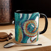 Octopus Teal Watercolor On White Art Accent Coffee Mug 11Oz