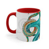 Octopus Teal Watercolor On White Art Accent Coffee Mug 11Oz