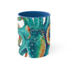 Octopus Teal Watercolor On White Art Accent Coffee Mug 11Oz