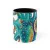Octopus Teal Watercolor On White Art Accent Coffee Mug 11Oz Black /