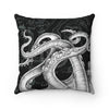 Octopus Tentacles Black Ink Vintage Map Square Pillow Home Decor