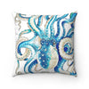 Octopus Tentacles Blue Comic Style Square Pillow 14X14 Home Decor