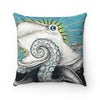 Octopus Tentacles Blue Ink Square Pillow Home Decor