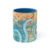 Octopus Tentacles Blue Orange Abstract Ink Art Accent Coffee Mug 11Oz