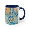 Octopus Tentacles Blue Orange Abstract Ink Art Accent Coffee Mug 11Oz