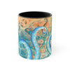 Octopus Tentacles Blue Orange Abstract Ink Art Accent Coffee Mug 11Oz Black /