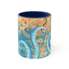 Octopus Tentacles Blue Orange Abstract Ink Art Accent Coffee Mug 11Oz Navy /