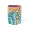 Octopus Tentacles Blue Orange Abstract Ink Art Accent Coffee Mug 11Oz Pink /