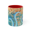 Octopus Tentacles Blue Orange Abstract Ink Art Accent Coffee Mug 11Oz Red /