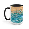Octopus Tentacles Blue Orange Abstract Ink Arttwo-Tone Coffee Mugs 15Oz / Black Mug