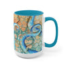 Octopus Tentacles Blue Orange Abstract Ink Arttwo-Tone Coffee Mugs 15Oz / Light Mug