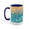 Octopus Tentacles Blue Orange Abstract Ink Arttwo-Tone Coffee Mugs 15Oz / Mug
