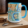 Octopus Tentacles Blue Orange Abstract Ink Arttwo-Tone Coffee Mugs 15Oz Mug