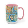 Octopus Tentacles Blue Orange Abstract Ink Arttwo-Tone Coffee Mugs 15Oz Mug